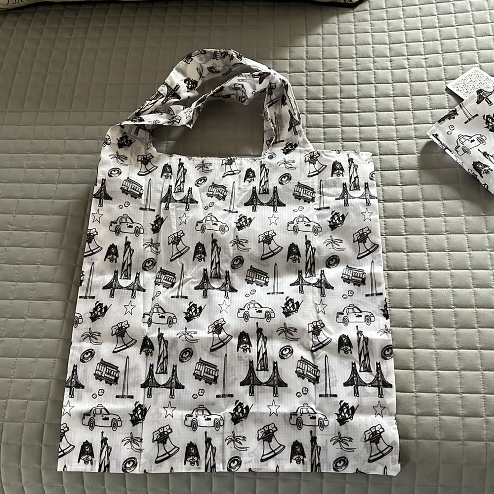 Macy's Black and White Graphic Tote reusable